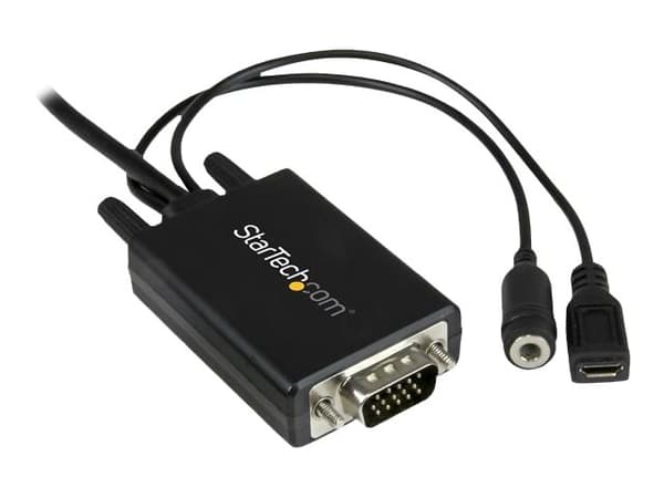 StarTech.com 6 ft / 2m DisplayPort to VGA Adapter Cable with Audio - DisplayPort-adapter - DisplayPort (hane) till 15 pin D-Sub (DB-15), mini-phone s