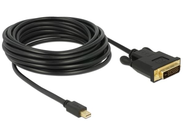 Delock - Adapterkabel - enkeltlenke - Mini DisplayPort (hann) til DVI-D (hann) - DisplayPort 1.1 - 5 m - passiv, tommelskruer - svart