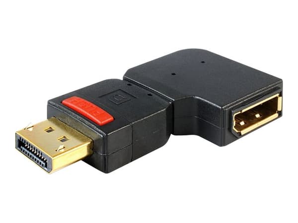 Delock Adapter Displayport male > Displayport female angled left - DisplayPort-adapter - DisplayPort (hunn) til DisplayPort (hann) - 90°-kontakt - sv