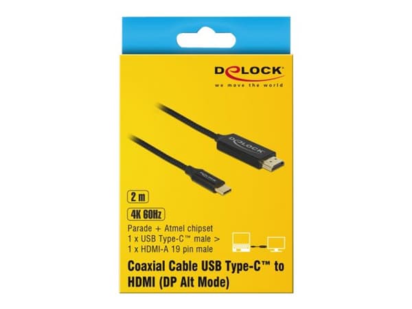 Delock - Adapterkabel - 24 pin USB-C hann til HDMI hann - 2 m - svart