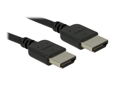 Delock Premium - Premium High Speed - HDMI-kabel med Ethernet - HDMI hann til HDMI hann - 2 m - tredobbeltskjermet snodd ledningspar - svart - 4K-stø