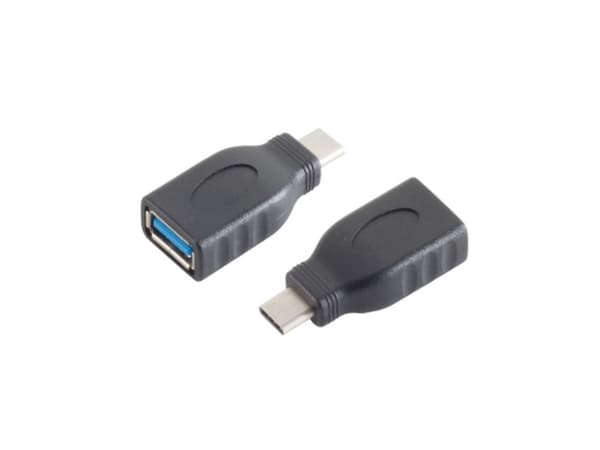 S-Conn 13-30008, USB 3.1 C, USB 3.0 A, Svart