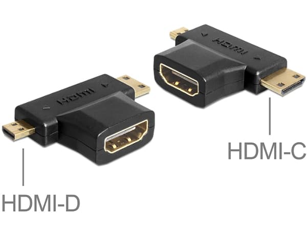 Delock - HDMI-splitter - HDMI hunn til 19 pin mini HDMI Type C, 19 pin micro HDMI Type D hann - svart