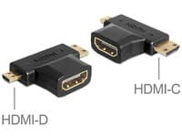 Delock - HDMI-splitter - HDMI hunn til 19 pin mini HDMI Type C, 19 pin micro HDMI Type D hann - svart