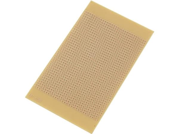 TRU COMPONENTS SU527696 Printplade til eksperimenter Hårdt papir (L x B) 125 mm x 73 mm 35 µm Rastermål 2.54 mm Indhold 1 stk