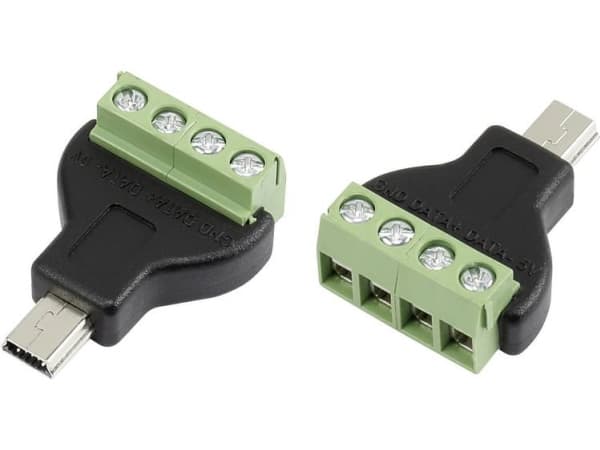 TRU COMPONENTS MN-USB4M USB-stik med skruetilslutning Stik, lige Mini USB-stik type B Indhold: 1 stk