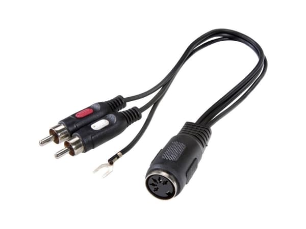 SpeaKa Professional SP-7869832 Phono / DIN-tilslutning Audio Y-adapter [1x DIN-bøsning 5-pol. - 2x Cinch-stik] Sort