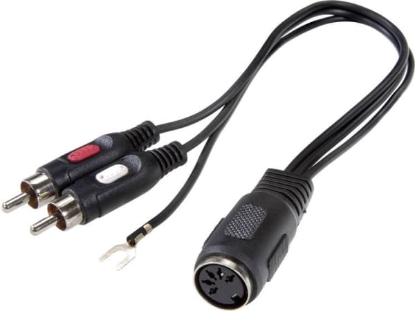 SpeaKa Professional SP-7869832 Phono / DIN-tilslutning Audio Y-adapter [1x DIN-bøsning 5-pol. - 2x Cinch-stik] Sort