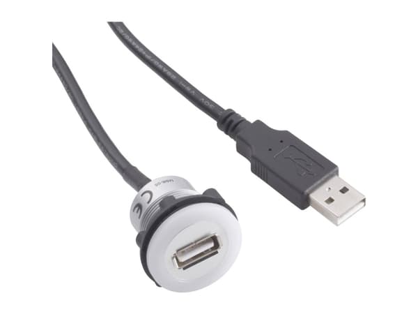 TRU COMPONENTS USB-05 USB-indbygningsstik 2.0 Tilslutning, indbygning USB-stiktype A, belyst på USB-stiktype A med 60 cm kabel Indhold: 1 stk