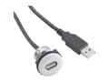 Miniatyrbild 2 av 3: TRU COMPONENTS USB-05 USB-indbygningsstik 2.0 Tilslutning, indbygning USB-stiktype A, belyst på USB-stiktype A med 60 cm kabel Indhold: 1 stk