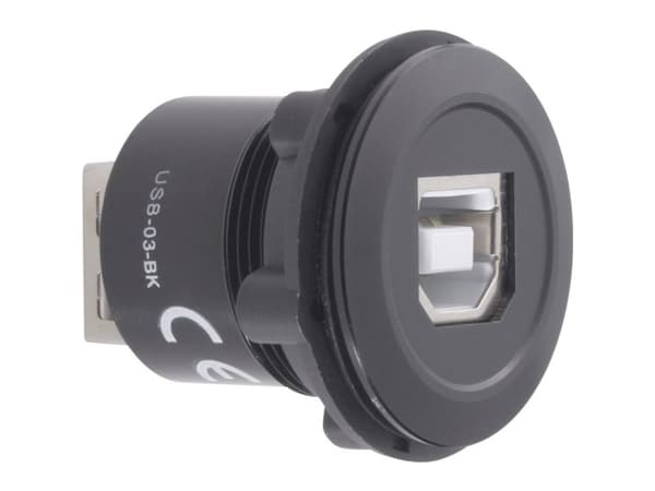 USB uppoasennusliitin 2.0 USB-03-BK USB-liitin (tyyppi B) USB-liittimeen (tyyppi A) 1229319 TRU COMPONENTS Sisältö: 1 kpl