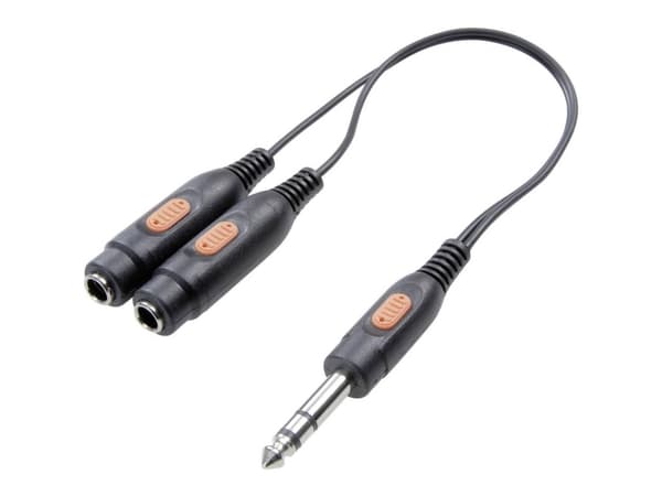 SpeaKa Professional SP-7869836 Jack Audio Y-adapter [1x Jackstik 6,3 mm - 2x Jacktilslutning 6,3 mm] Sort