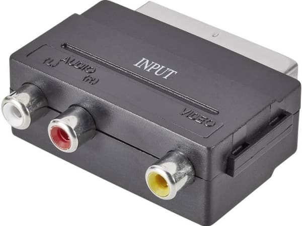 SpeaKa Professional SP-7869904 Phono / Scart Adapter [3x Cinch-bøsning - 1x SCART-stik] Sort