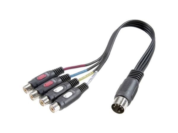 SpeaKa Professional SP-7870300 Phono / DIN-tilslutning Audio Y-adapter [1x Diodestik 5-pol. (DIN) - 4x Cinch-bøsning] Sort