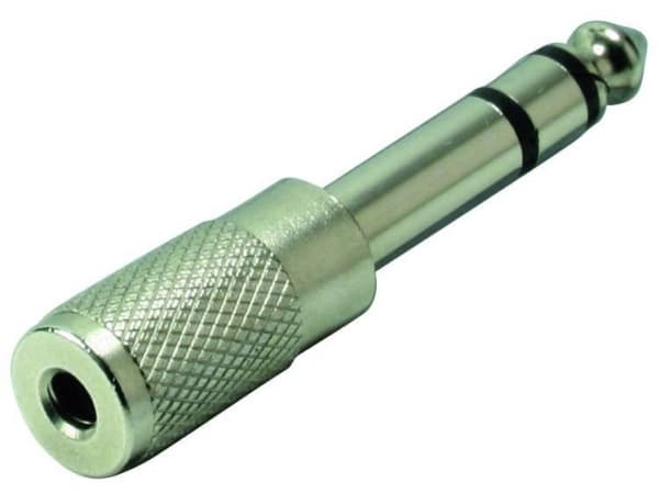 TRU COMPONENTS Jack-adapter Jackstik 6,3 mm - Jacktilslutning 3,5 mm Stereo Poltal:3 1 stk