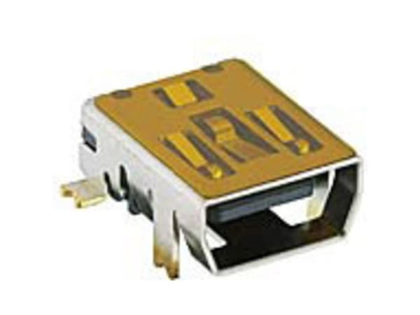 Mini USB 2.0 chassis socket typen AB Tilslutning, indbygning vandret 2486 02 VP3 2486 02 VP3 Lumberg Indhold: 1 stk
