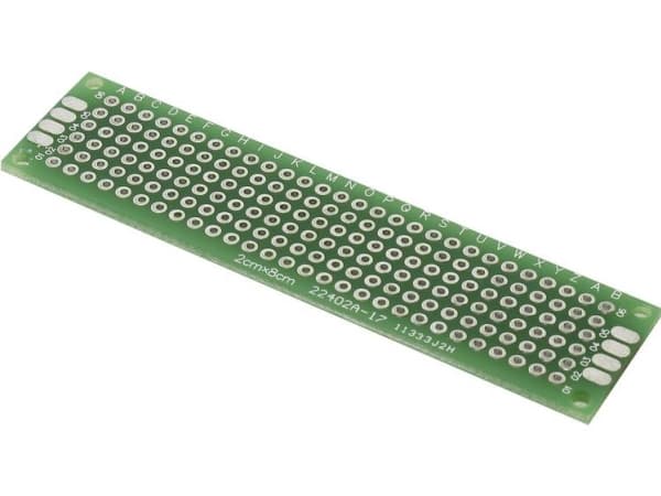 Tru Components Pcb2-2080 Experiment Printed Circuit Board Epoxide Lxw 80 Mm X 20 Mm 35 Μm Grid Size 2.54 Mm Content 1 Pc