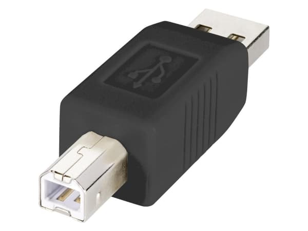 Renkforce RF-4078647, USB 2.0 A, USB 2.0 B, Sort