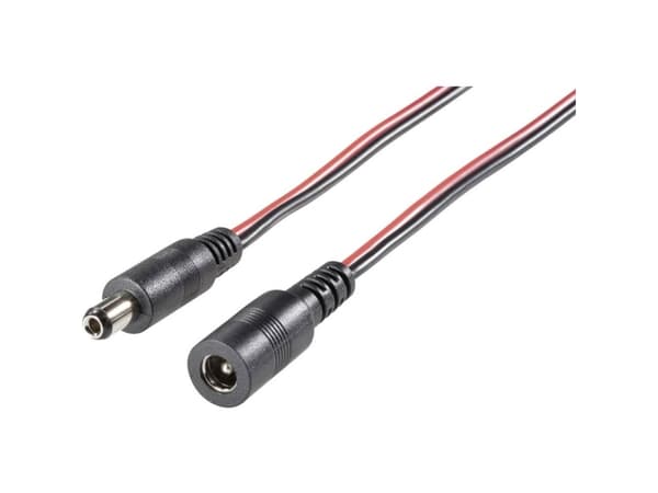 TRU COMPONENTS Lavvolts-forlængerkabel Lavspændingsstik - Lavspændingstilslutning 5.5 mm 2.1 mm 5.5 mm 2.5 mm 3.00 m 1 stk