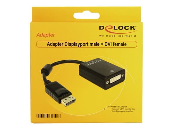 Delock Adapter Displayport male > DVI 24+5 female - DisplayPort-adapter - DisplayPort (hann) til DVI-I (hunn) - 13 cm