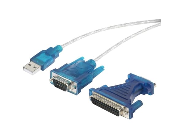 Renkforce RF-4222053, Musta, 0,4 m, USB A-tyyppi, DB-25, Uros, Uros