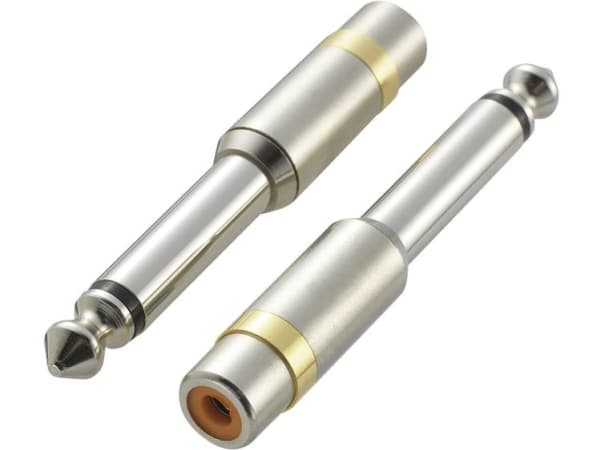 SpeaKa Professional SP-6672048 KCA-635 Jack / Phono Audio Adapter [1x Jackstik 6,3 mm - 1x Cinch-bøsning] Sølv