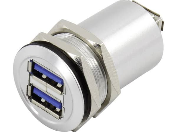 TRU COMPONENTS USB-14-BK USB A dobbeltindbygningsbøsning 3.0 Tilslutning, indbygning Indhold: 1 stk