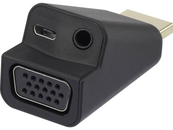Renkforce RF-4149768 HDMI / VGA Adapter [1x HDMI-stik - 1x VGA-tilslutning, Jacktilslutning 3,5 mm] Sort