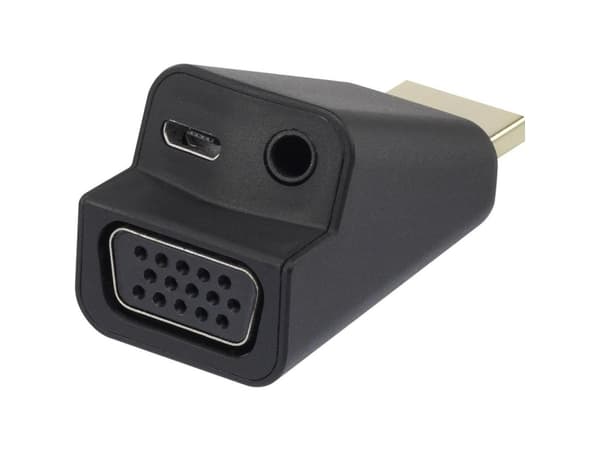 Renkforce RF-4149768 HDMI / VGA Adapter [1x HDMI-stik - 1x VGA-tilslutning, Jacktilslutning 3,5 mm] Sort