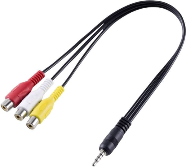 SpeaKa Professional SP-8433716 AV Audio, Video Adapter [1x Jackstik 3,5 mm - 3x Cinch-bøsning] Sort