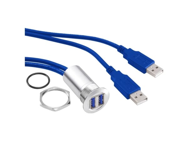 TRU COMPONENTS USB-13 USB-indbygningsstik 3.0 Tilslutning, indbygning 2 x USB-tilslutning type A til 2 x USB-stik type A med 60 cm kabel Indhold: 1 s