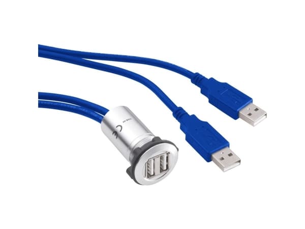 TRU COMPONENTS USB-13 USB-indbygningsstik 3.0 Tilslutning, indbygning 2 x USB-tilslutning type A til 2 x USB-stik type A med 60 cm kabel Indhold: 1 s