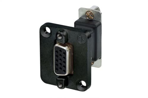 Neutrik NADB15FF-B, VGA, VGA, Sort, Rustfritt stål