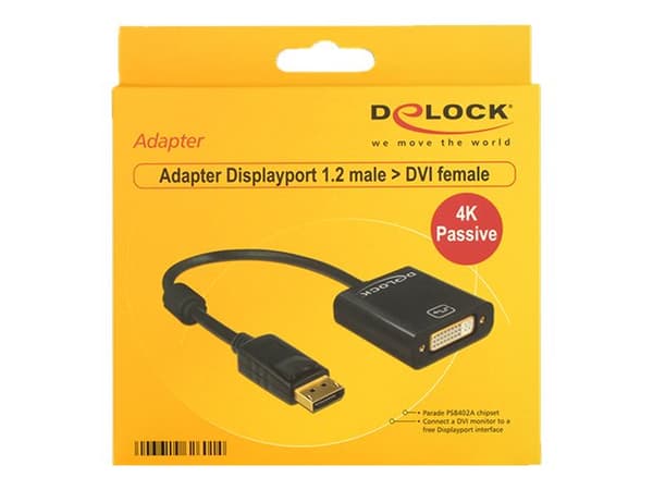 Delock - DisplayPort-adapter - DisplayPort (hann) til DVI-I (hunn) - 20 cm - svart