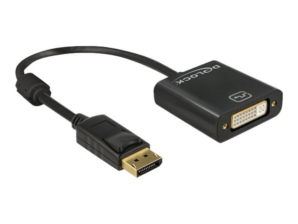 Delock - DisplayPort-adapter - DisplayPort (hann) til DVI-I (hunn) - 20 cm - svart