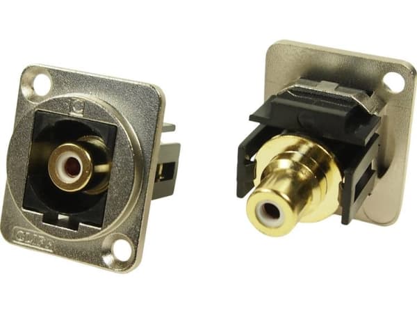 XLR Adapter RCA-stik til RCA Female White Adapter, indbygning CP30231M CP30231M Cliff Indhold: 1 stk