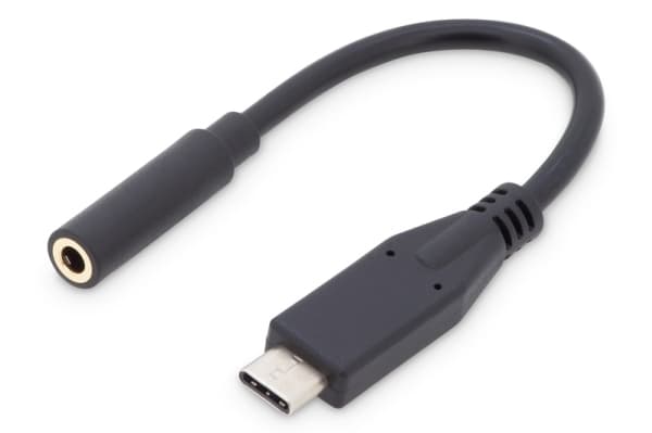 DIGITUS - USB-C til hodetelefons-jakkadapter - 24 pin USB-C hann til mini-phone stereo 3.5 mm hunn - 20 cm - svart