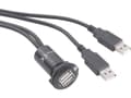 Miniatyrbilde 1 av 3: TRU COMPONENTS USB-06-BK USB-dobbeltindbygningsbøsning 2.0 Tilslutning, indbygning, Adapter 2 x USB-tilslutning type A til 2 x USB-stik type A med 60