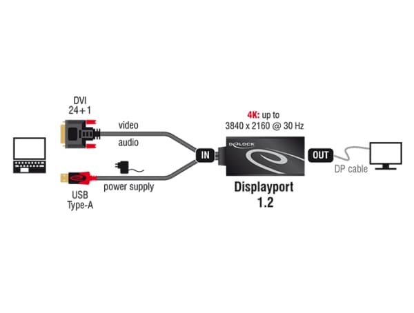 DeLOCK - Videotransformator - DVI - DisplayPort - sortering - detaljeralg