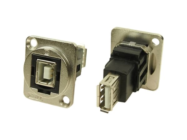 XLR-adapter USB B-plug 2.0 till USB 2.0 A Female Adapter, infälld montering CP30207NM CP30207NM CP30207NM Cliff Innehåll: 1 st