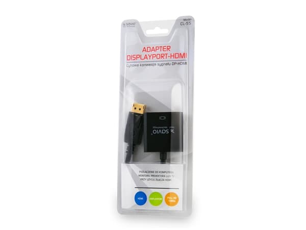 SAVIO CL-55 - Video adapter - DisplayPort hann til HDMI hunn - 20 cm