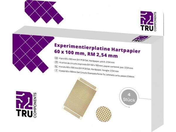 TRU COMPONENTS T1906SA039 Europrint-levy Kova paperi (L x S) 100 mm x 60 mm 35 µm Ruudun koko 2,54 mm Sisältö 4 kpl