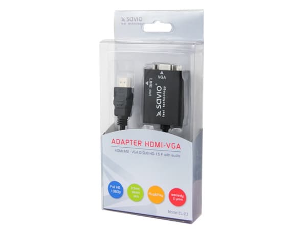 SAVIO CL-23 Adapter HDMI - VGA with audio - Videokonverterare - HDMI - VGA