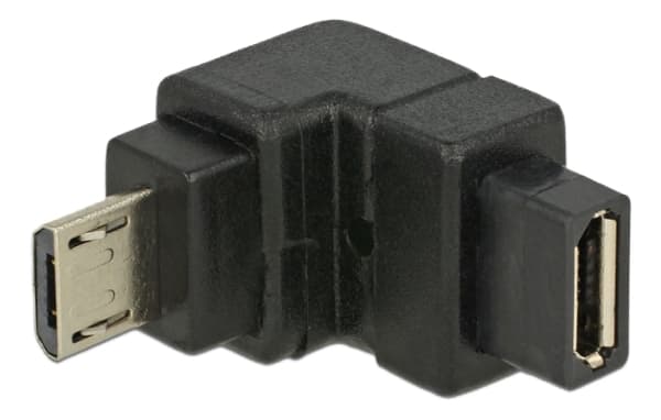 Delock - USB-adapter - Micro-USB type B (hunn) til Micro-USB type B (hann) - 90°-kontakt, nedvinklet kontakt - svart