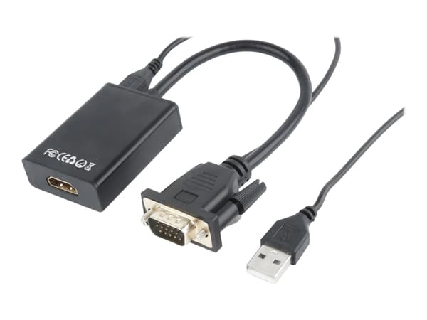 Cablexpert A-VGA-HDMI-01 - Video/ljudadaptersats - svart - stöd för 1080p, aktivt chip