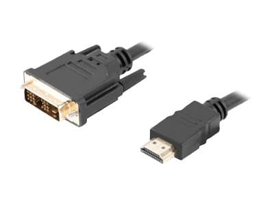Lanberg CA-HDDV-10CC-0005-BK, 0,5 m, HDMI-tyyppi A (vakio), DVI-D, Uros, Uros, Suora