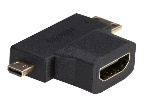 Akyga - HDMI-adapter - HDMI hunn til 19 pin mini HDMI Type C, 19 pin micro HDMI Type D hann - svart