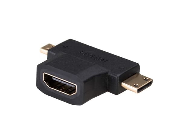 Akyga - HDMI-adapter - HDMI hunn til 19 pin mini HDMI Type C, 19 pin micro HDMI Type D hann - svart