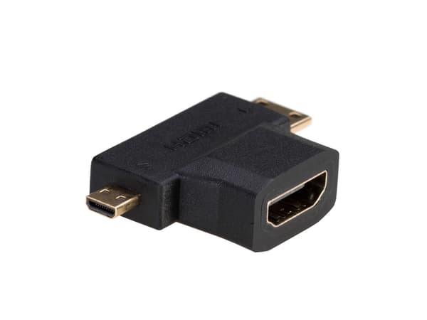 Akyga - HDMI-adapter - HDMI hunn til 19 pin mini HDMI Type C, 19 pin micro HDMI Type D hann - svart