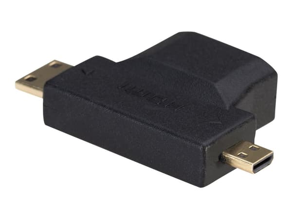 Akyga - HDMI-adapter - HDMI hunn til 19 pin mini HDMI Type C, 19 pin micro HDMI Type D hann - svart